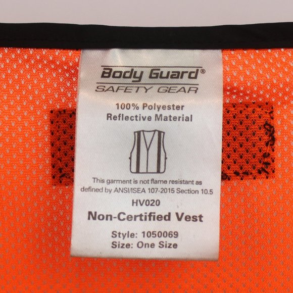 Body Guard Safety Gear OS Orange Mesh Gray Reflective Striped Vest - Picture 5 of 13
